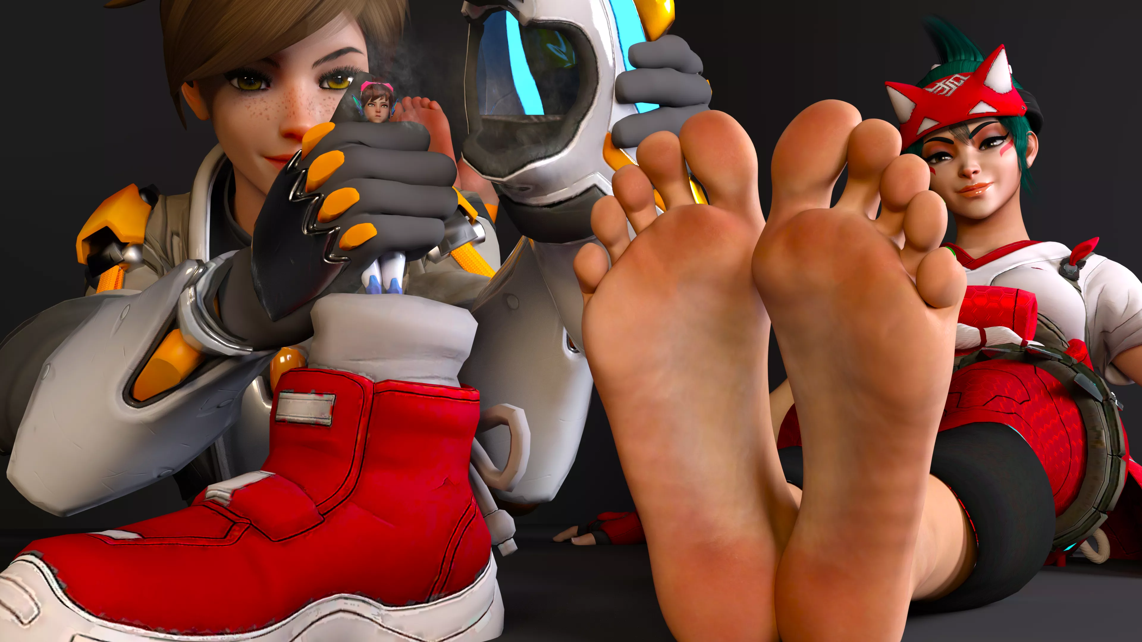 Kiriko, Tracer, and D.Va (Overwatch 2) [Artist: afu7777777] posted by ComaOfSouls