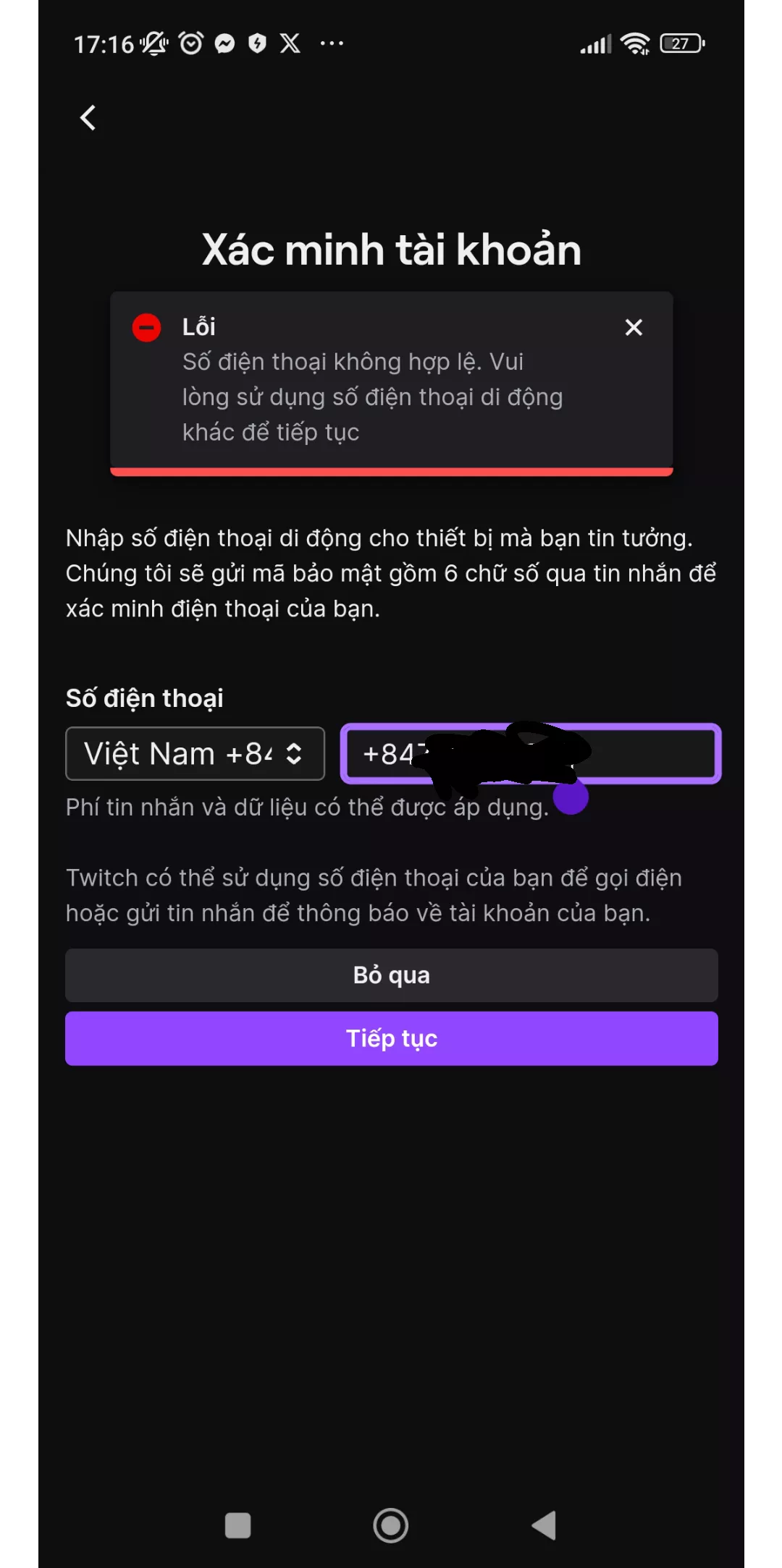 Okay, so i wanted text a guy, but it forces me to enter my phone number, posted by binh1403