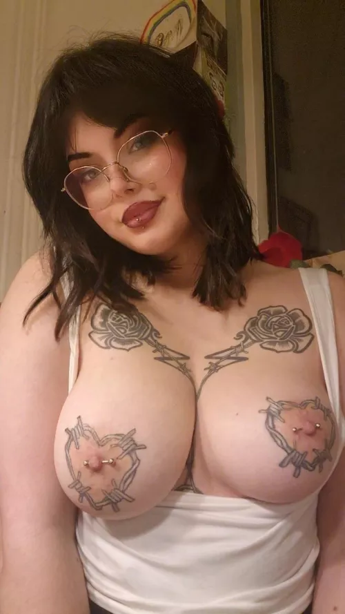 Serving you big pierced tiddies with a side of tattoos by pastelxwh0re