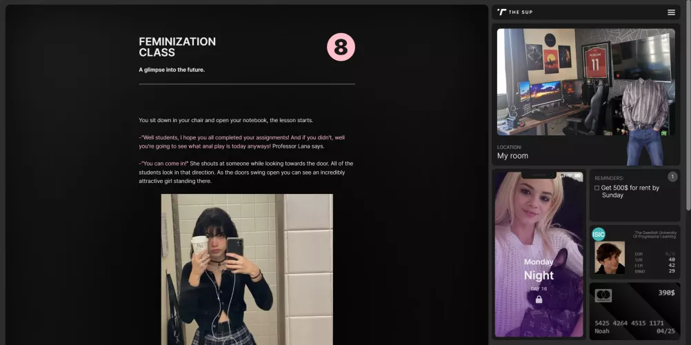 The SUP v0.5 - A free game I'm making with a slow sissification route :) by MegyMonster