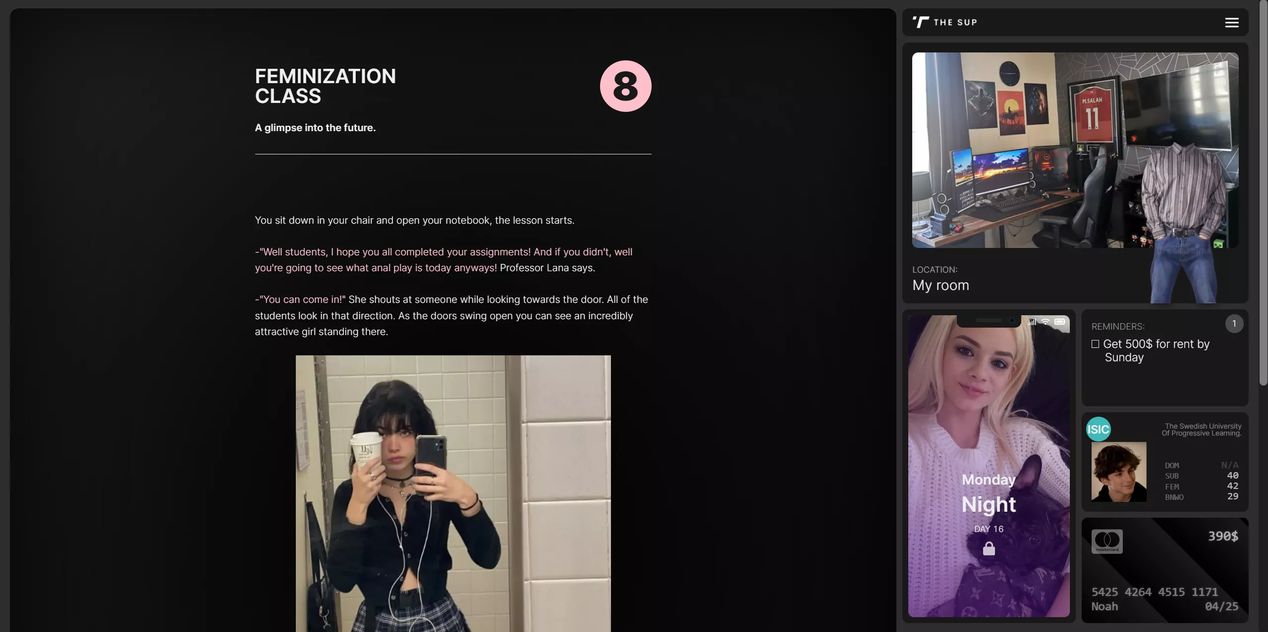 The SUP v0.5 - A free game I'm making with a slow sissification route :) posted by MegyMonster