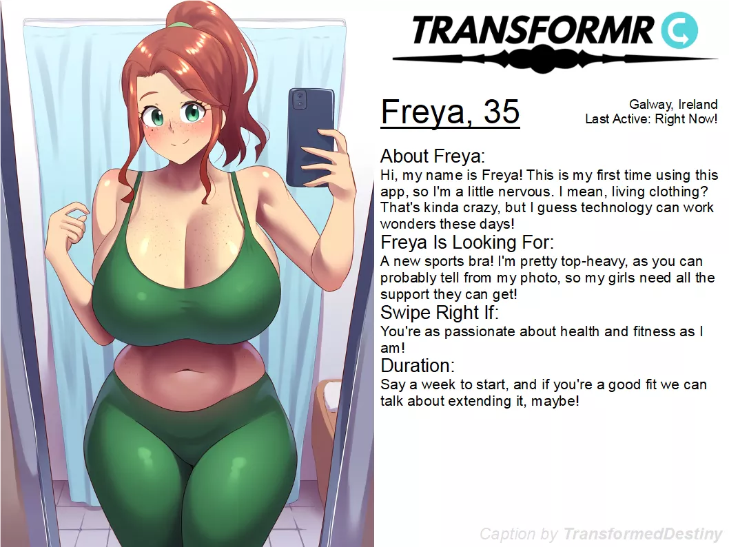 Transformr Profile: Freya [Inanimate, Caption, Clothing-TF] by TransformedDestiny posted by Xander178