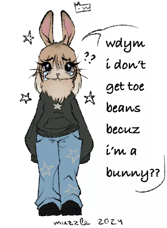 under my last post i've been thoroughly informed by about 50 folks that bunnies do not have paw pads, or beans. my disappointment is immeasurable and my day is ruined :( posted by aint_straight
