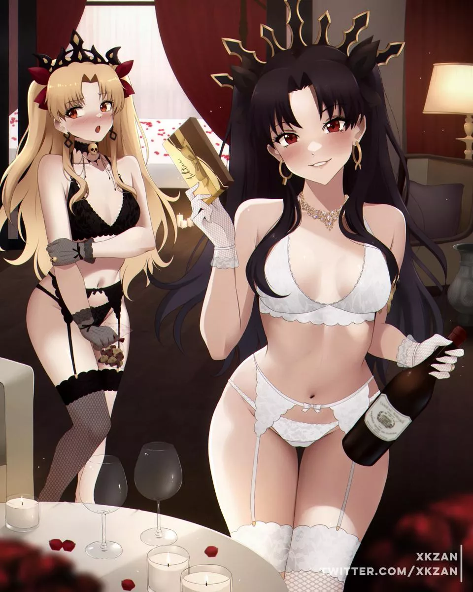Wine and sexy lingerie Ishtar and Ereshkigal posted by AnimeChan39