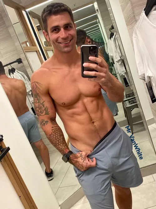 Dad [42] tired today but trying on some new clothes at Lulu. by MrVanWhite