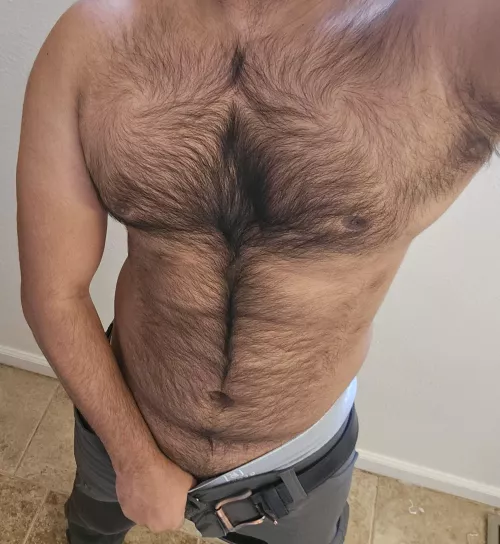 I call my chest hair Yggdrasil - The tree of life as it originates from the spot that was once my lifeline.  by CaptSchwanzKopf