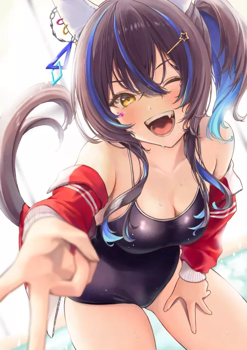 Playful Daitaku Helios at the poolside [Uma Musume] (Fujiko) by ecchi_neko