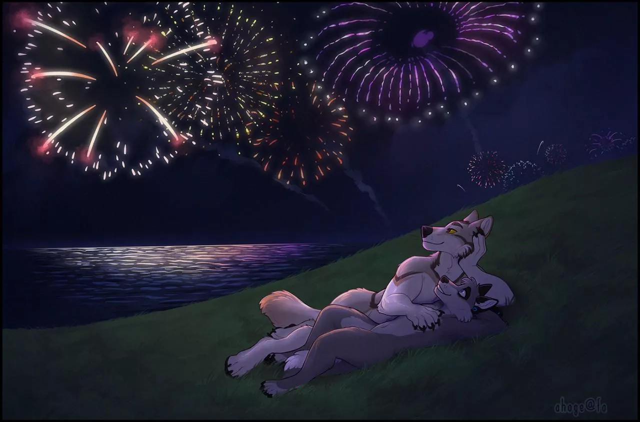 Summer fireworks (art by Ahoge) posted by Bonkers_Reee
