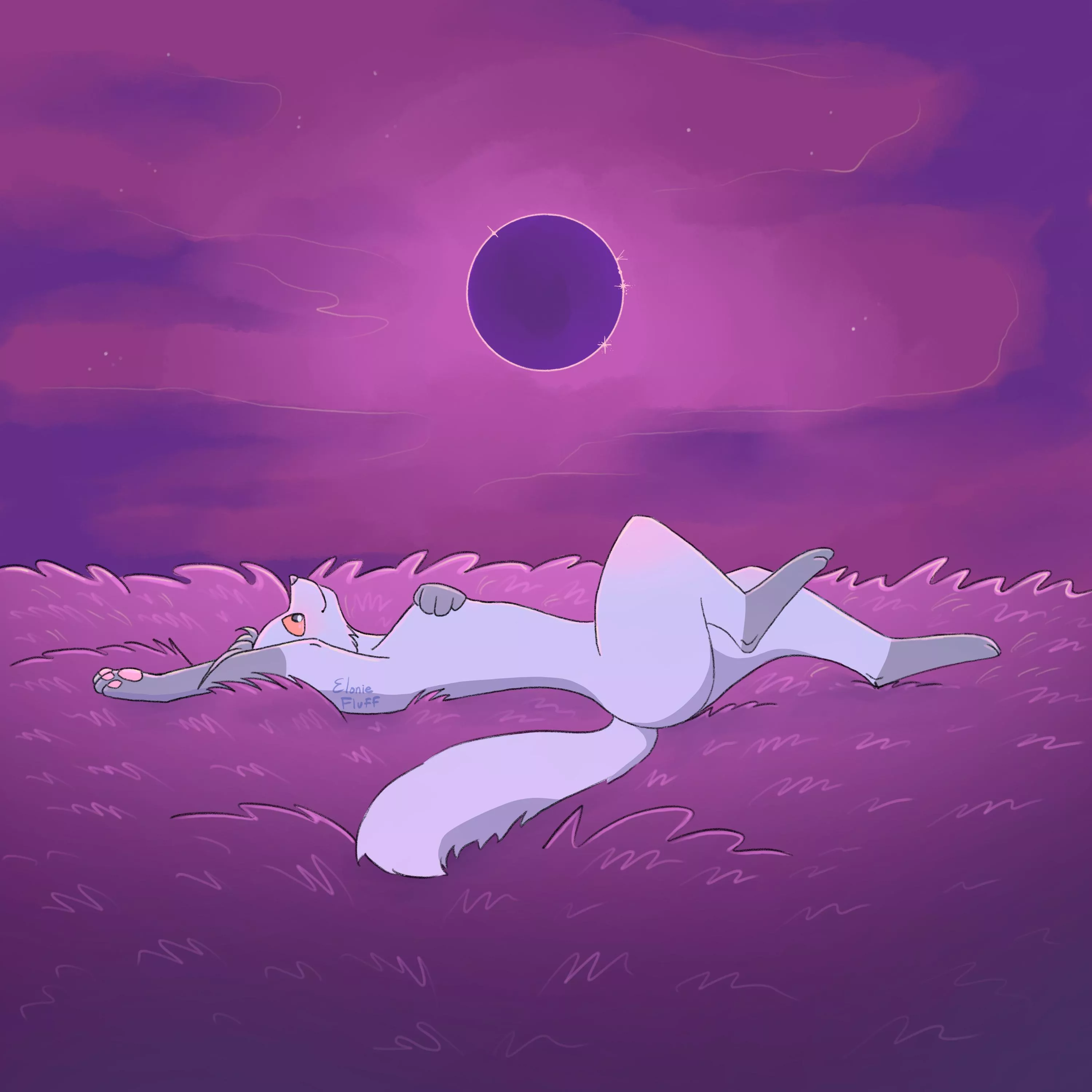 Watching The Totality [Q] (I’m the artist). I saw the eclipse today and it was magical. Wanted to kind of capture the feeling with my OC Sai <3 posted by Elonie
