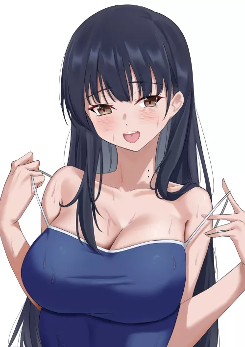 Anna Yamada's Massive Breasts In Her School Swimsuit  by Csxc