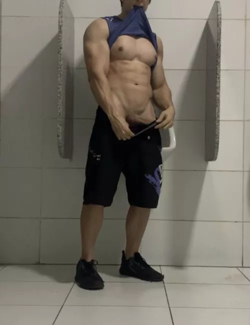 I was body checking in the gym bathroom and almost got caught 🫢 by BJ__Alexxx