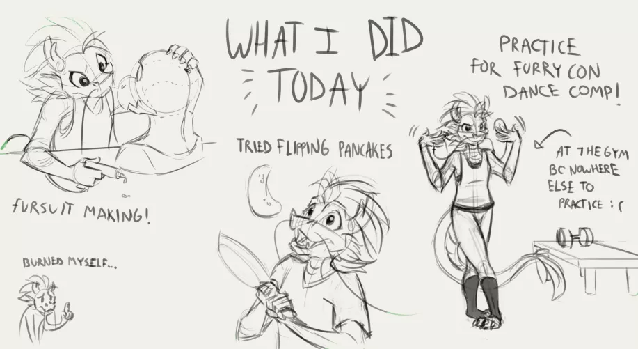 Silly lil sketch of what I was up to these days by Aria_Lucepaws