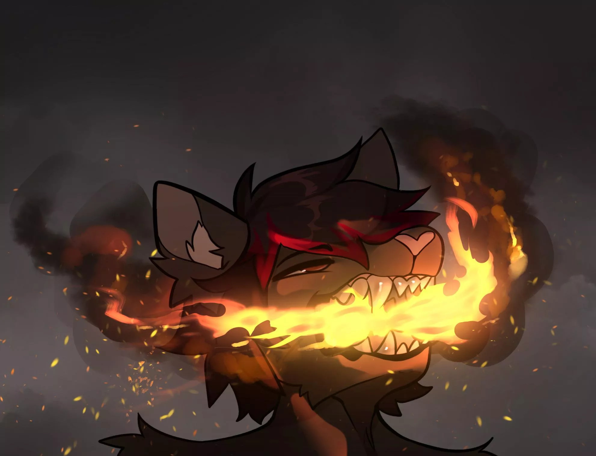 YCH flames piece finished (endyvang)  posted by endyvang