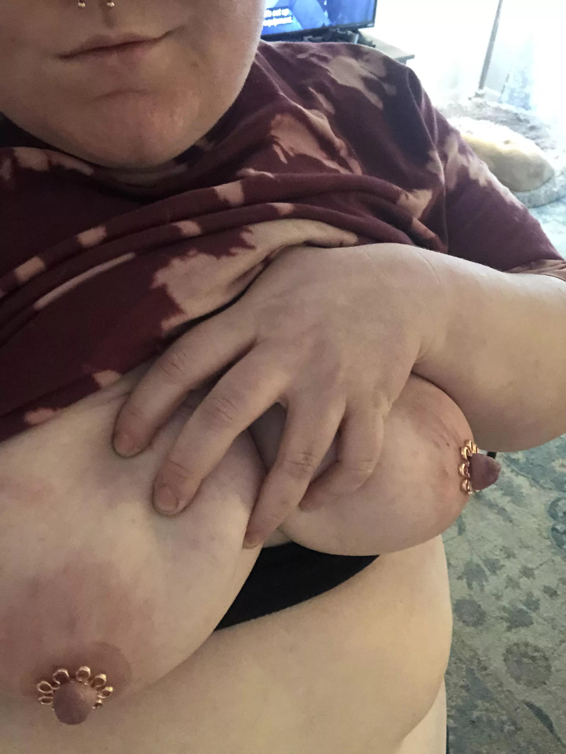 Bought some fake nipple jewelry..really loving how it looks posted by shyslut270