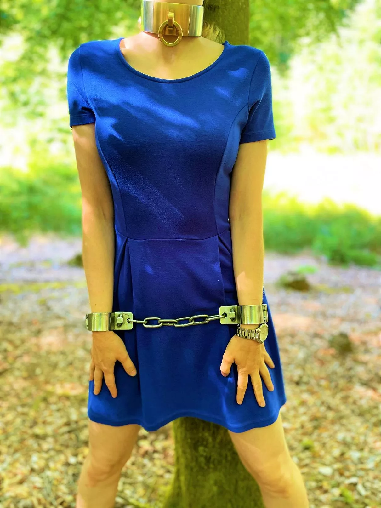 [F] Blue dress and steel posted by JessicaShackled