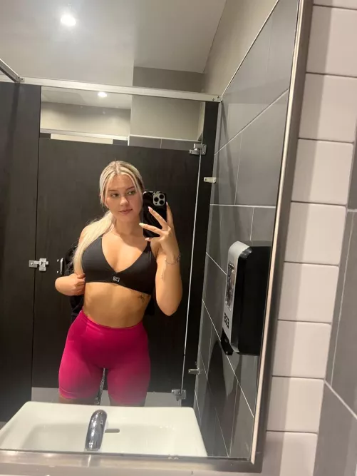 Let this sweaty blonde lead you to the stalls by sidmin