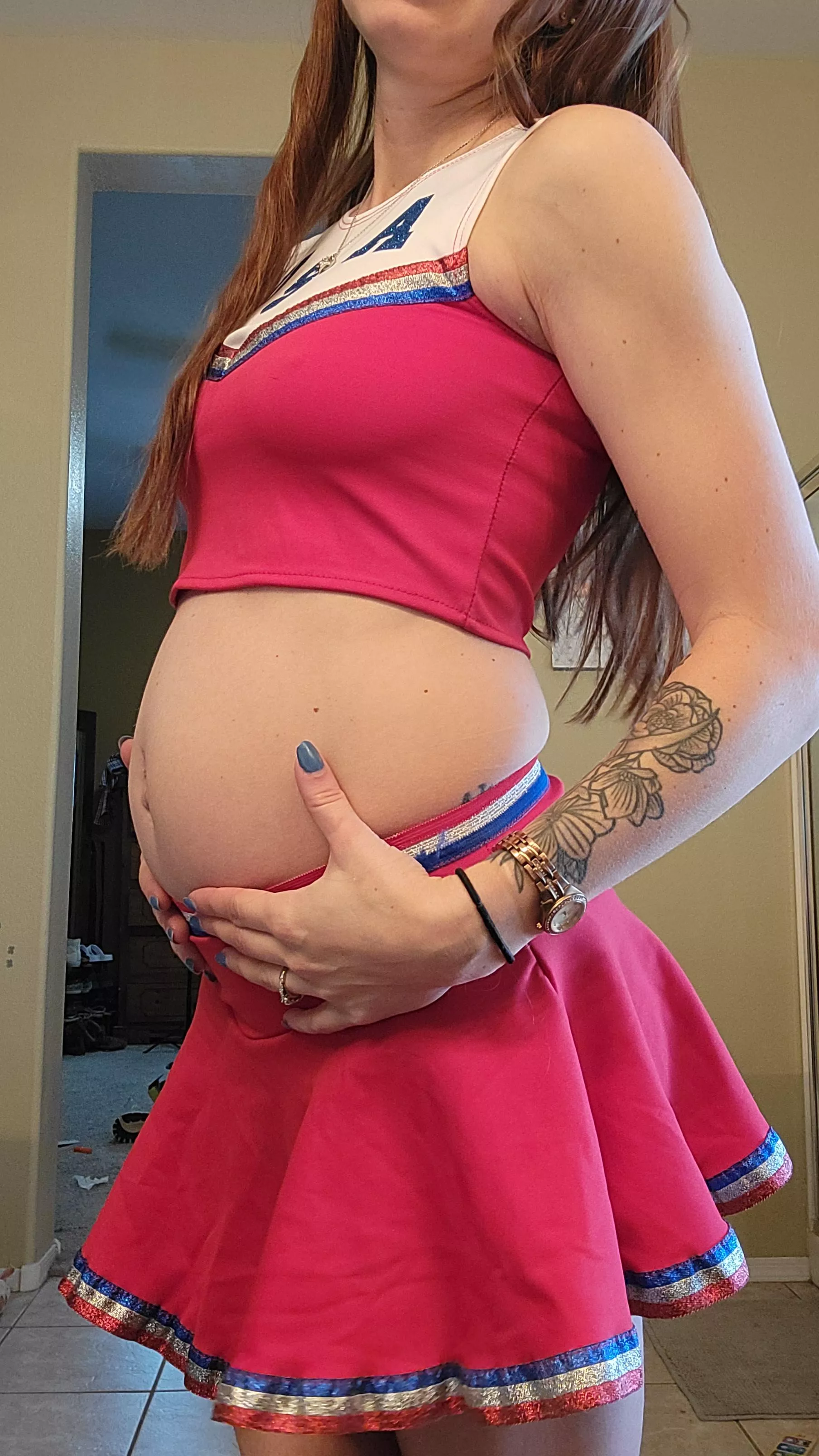 Wonder if I'll be able to fit this pregnant belly in this costume at 9 months 🤔  posted by Ok_Shoulder_4748