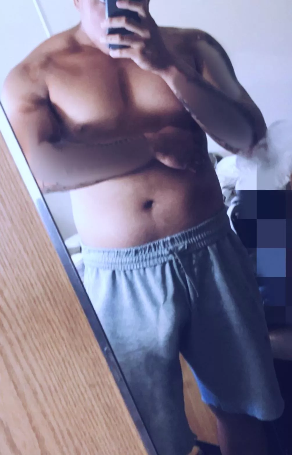 Workin this dad bod at the gym and realized I forgot to wear something under my sweat shorts 😬 posted by BlueBallzBandit