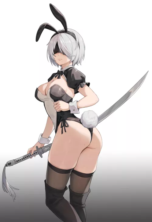 2B in a bunny outfit by Emilia67