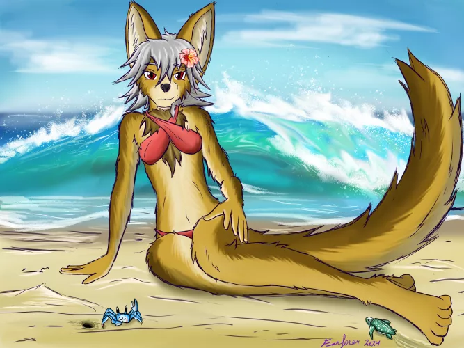 Azee visits the Beach (Art by me) by Farfener