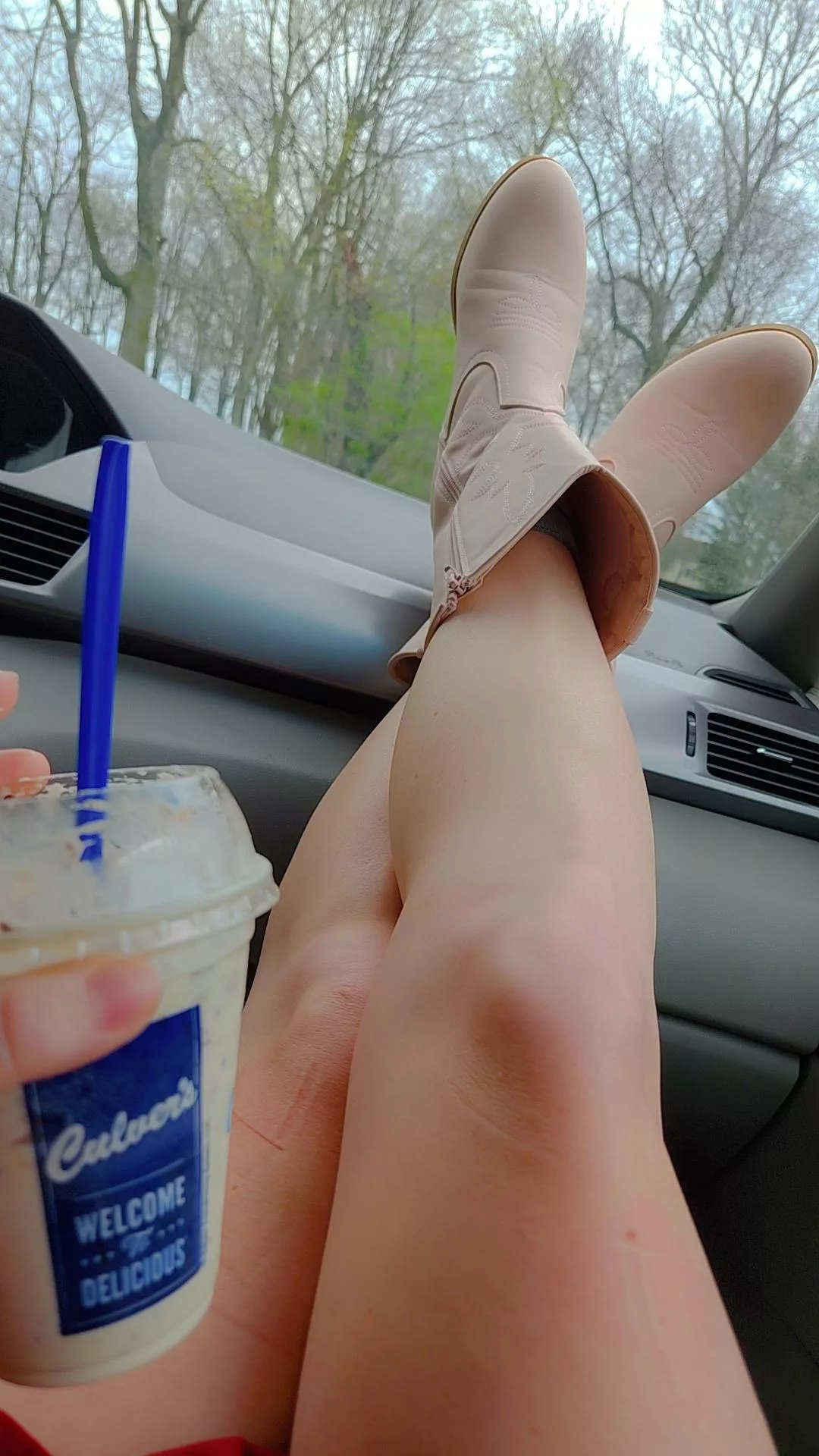 Middle of nowhere on a dirt road in these cute pink boots...what we doing?  posted by Sweet_Co