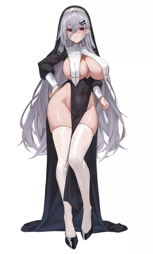 Silver Haired Nun [Original Character] by IDM_Recursion