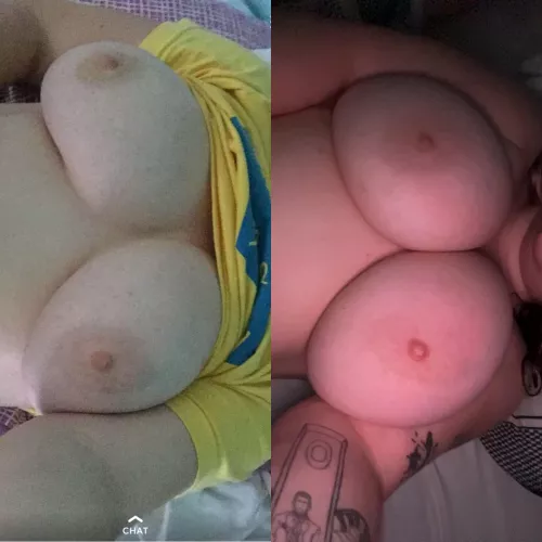 Sometimes I really can’t believe how much my boobs have grown, but here’s a 4 1/2 year difference. 19-23!  by meganfayy