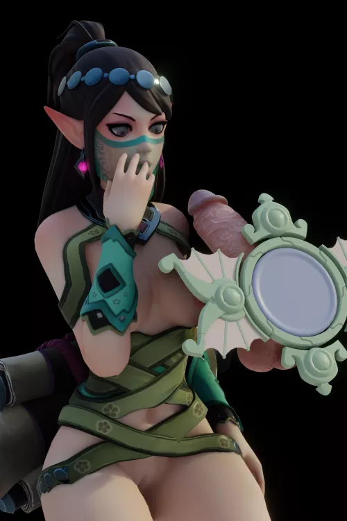 Ying using her mirror to sumon a cock, ball included (PalahRuby) by gifsundgirls