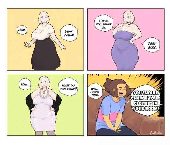 I'm not really sure, can you try the last dress again? (Cumbread) [Toriel and Frisk] by Cumbreaduwu