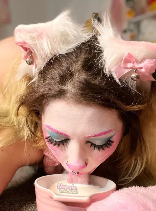 Lapping up my milk like a good kitty by OopsieTheClown