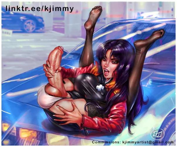 Misato showing off (Artist:KinkyJimmy) by White-Whiskey