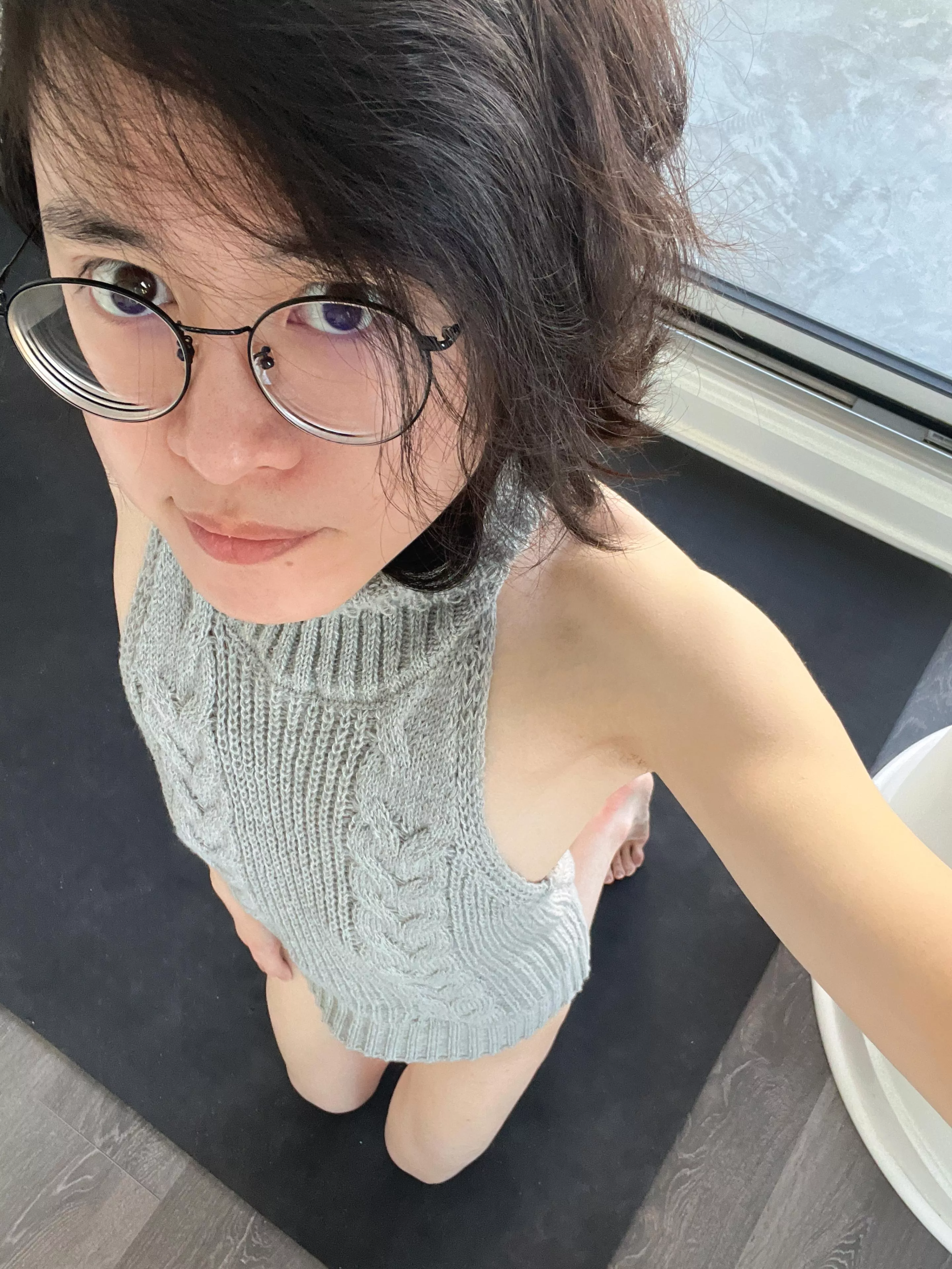 Smile :) This sweater bodysuit is a bit too short... posted by amberaetherNSFW