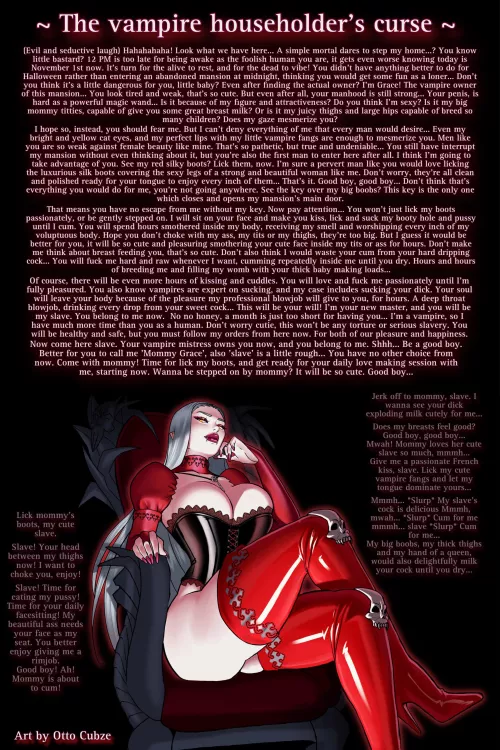 The vampire householder's curse [Non human?] [Monster girl] [Femdom] [Mommy] [Implied full sex life routine] [Slave play?] [Actually caring & gentle] [Long] by Dark_Chepo