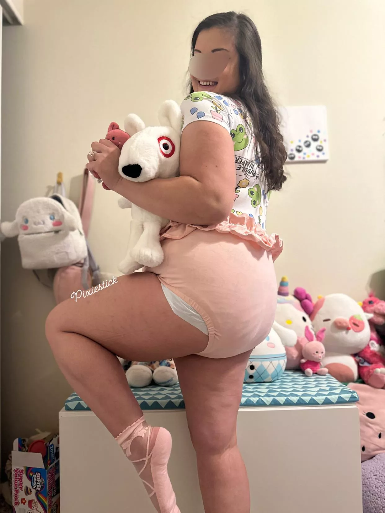 Diapers & stuffies are better then people and you can't change dis girls mind 😝💛 posted by Elena_Anghel69