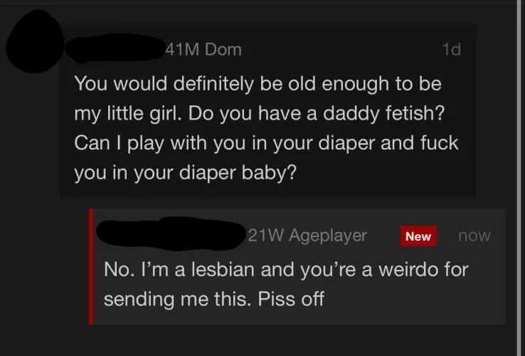I HATE getting these messages on fetlife… so gross by peacefulfishmilk