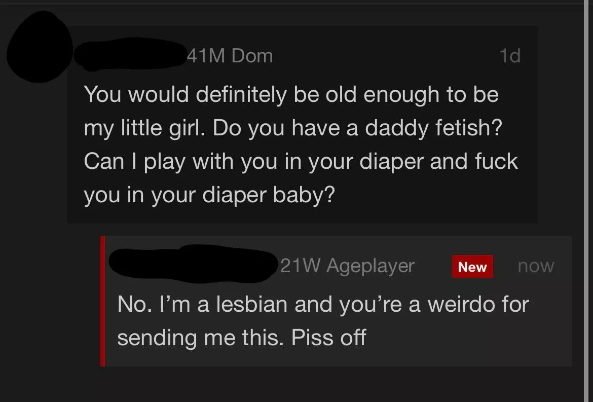 I HATE getting these messages on fetlife… so gross posted by peacefulfishmilk