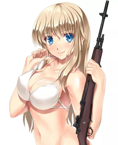 M14 in white bikini [Upotte!] (Hammerman Benkei) by ecchi_neko