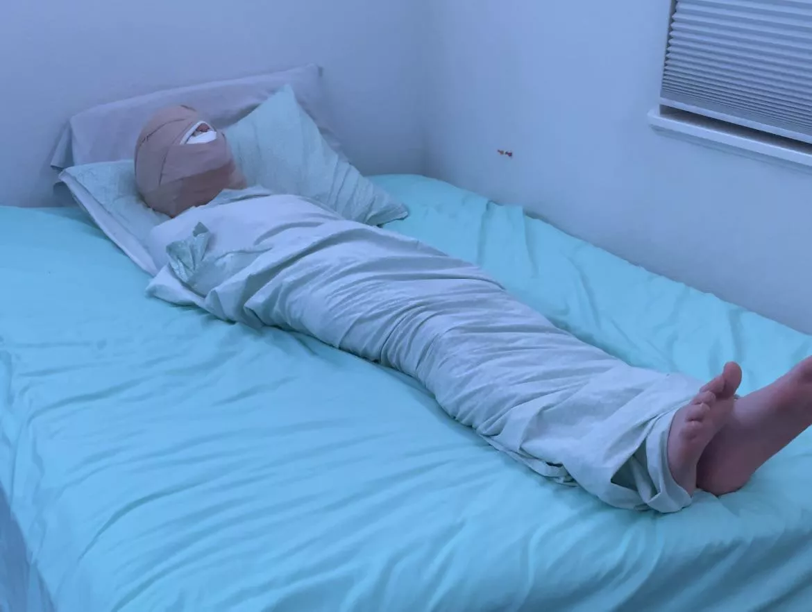 Me in my bed sheets, posted by WrappedTfUp