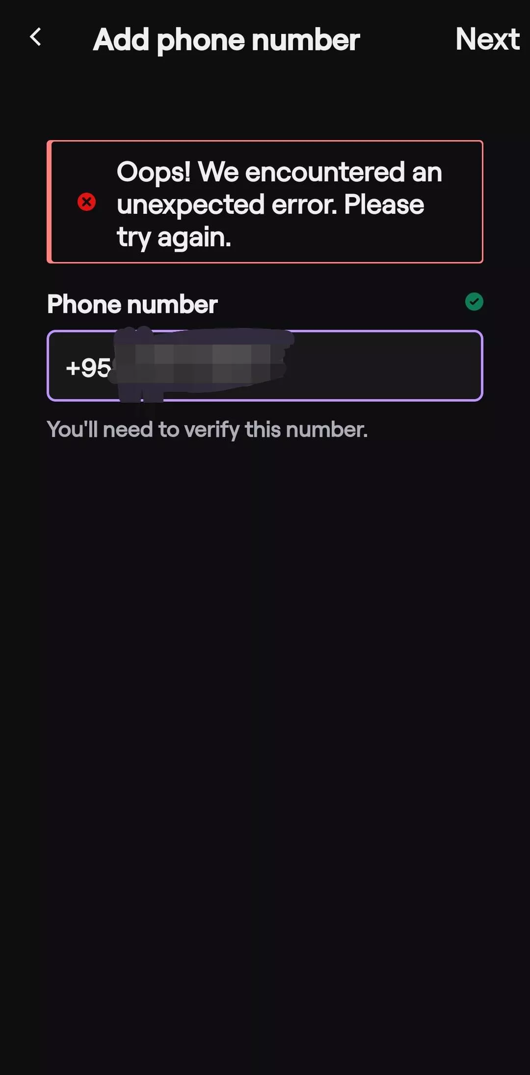I can't add my phone number to my account  posted by SnooWoofers333