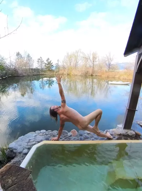 Morning yoga at Water world hotsprings  by Dirtydesertcowboy