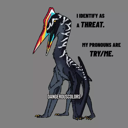 [OC] Being a 5 meter tall flying demon born with stabbing equipment can make one bold! (He's lying. His actual pronouns are he/him) by dangerouscolors