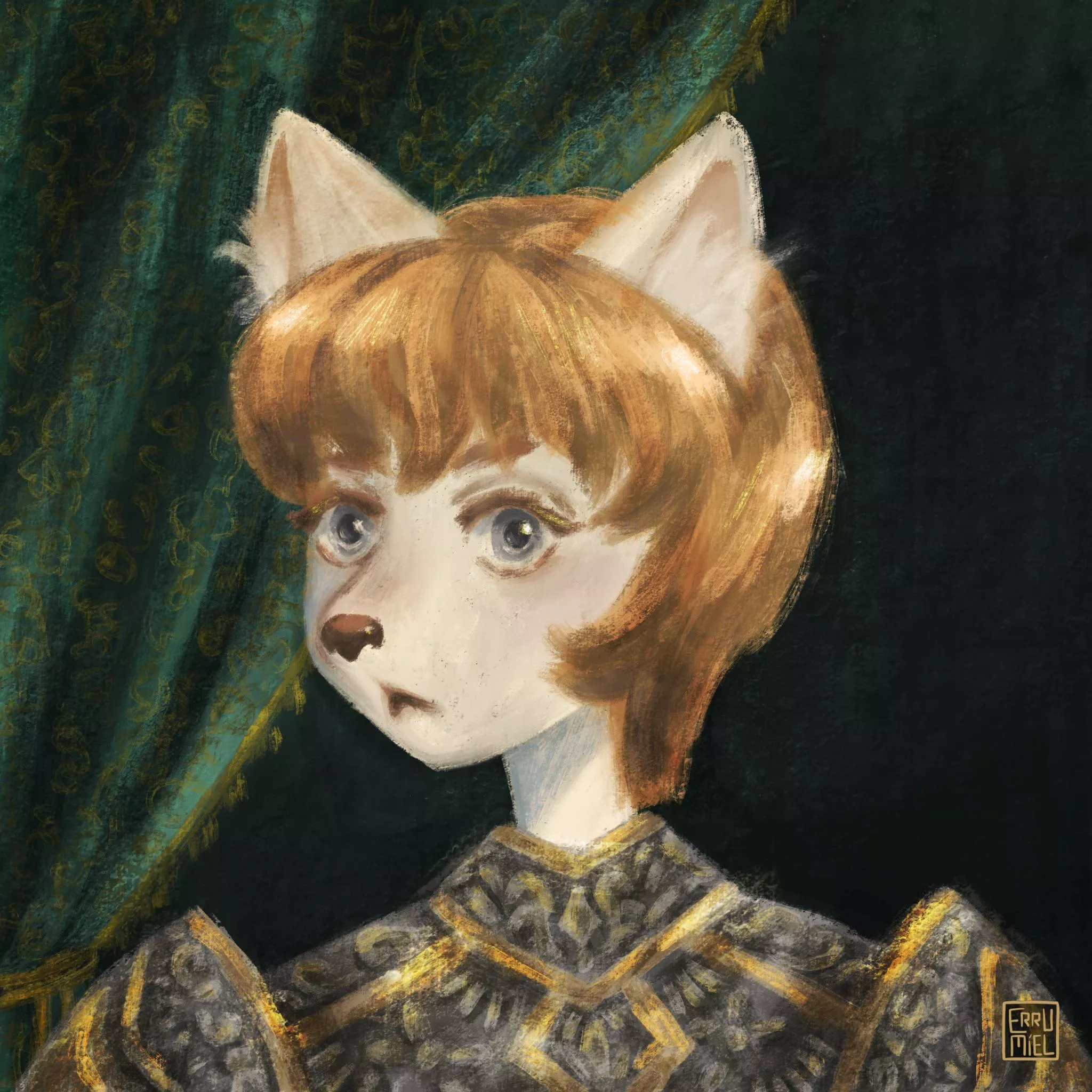 ✦ Portrait of my sona Miel (art by me) posted by Errumiel