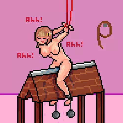 Bea (from Hypixel Skblock) sitting on a wooden toy!? by Simpmulation