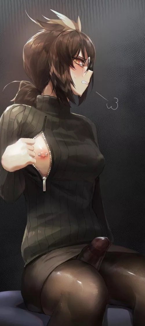 Flashing a titty and a little something else by swordmaster2222