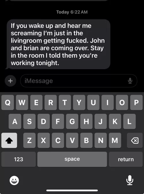 I’m doing lines in my living room waiting on two guys to come fuck me in my living room while my husband is asleep. I can care less if she wakes up he’s LOCKED!! by vibrantvixxxen