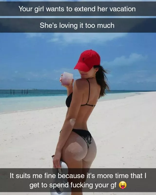 More time on vacation for your girlfriend, means more fucking time for her friend posted by Captionsforever