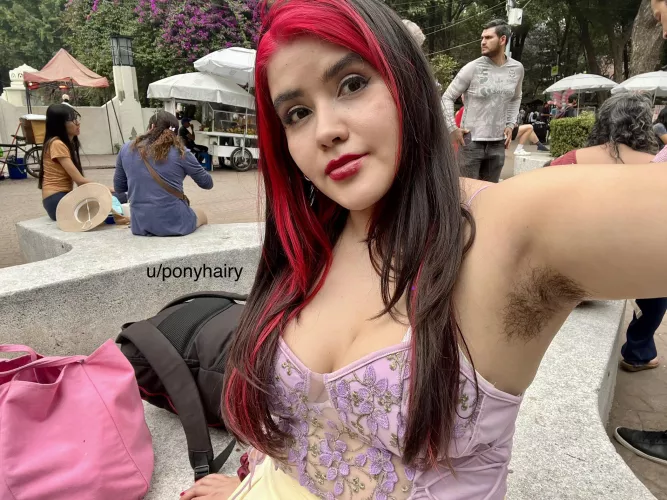 Still shy to raise my arms on public  by Ponyhairy