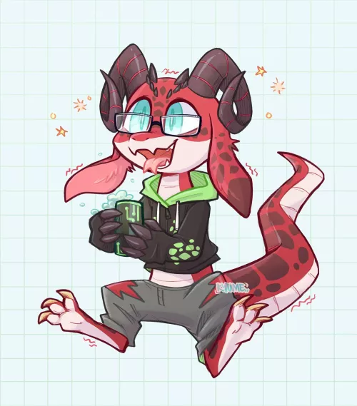Had a bit too much caffeine,, Commission of Ace the kobold! by kazunekomori