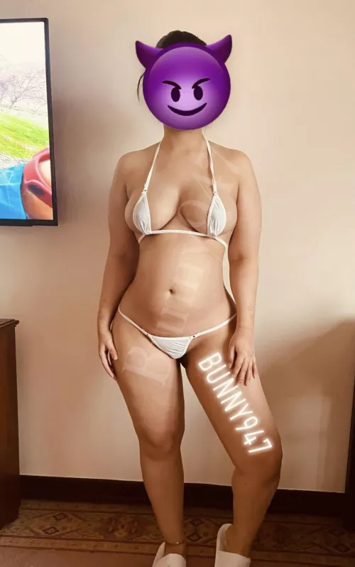 I love wearing tiny bikinis that barely cover my tits😈!  by bunny947