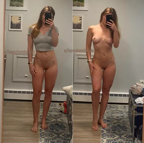 No bra needed under my crop top 😉 by hornyhamburglar